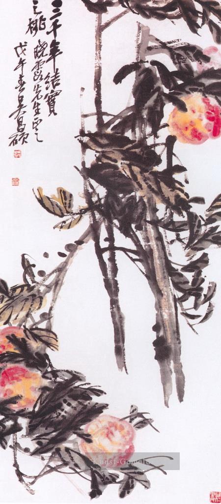 Wu cangshuo Pfirsich von 3000 Jahren Chinesische Malerei Ölgemälde
